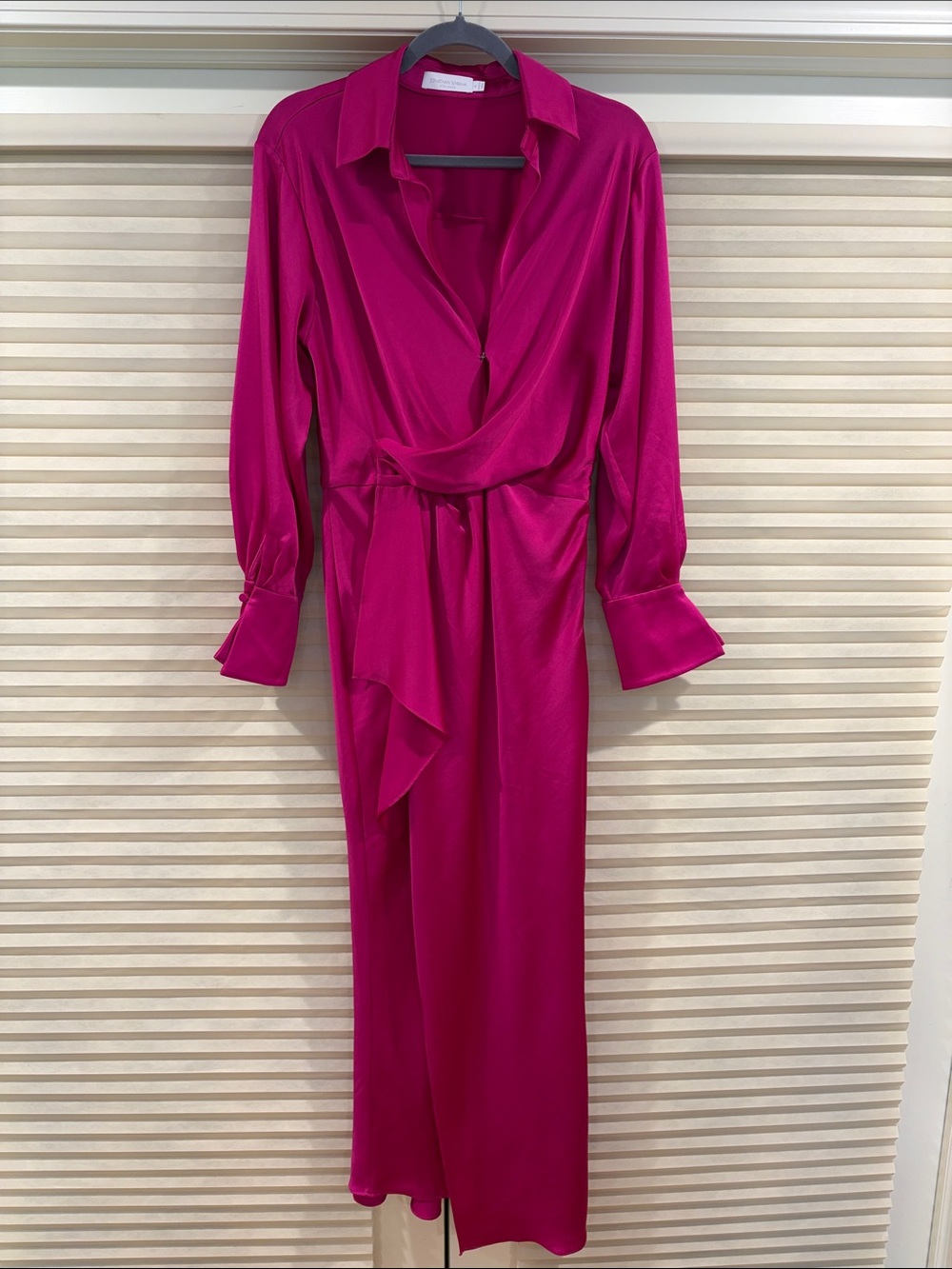 NWOT Simkhai Hot Pink Satin Shirt Dress, Size US 6